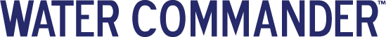 Water Commander logo in dark blue uppercase text